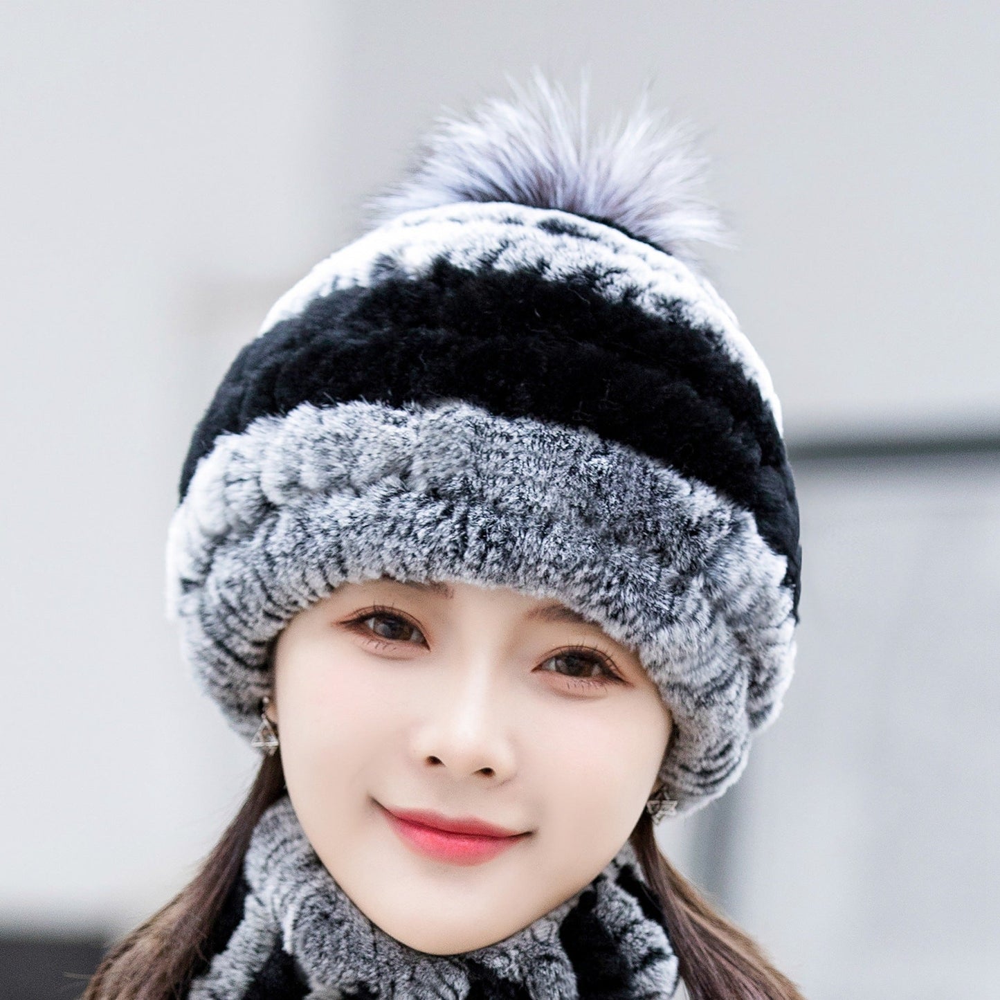 Winter Real Rabbit Fur Ear Flap Hat - Stylish & Warm