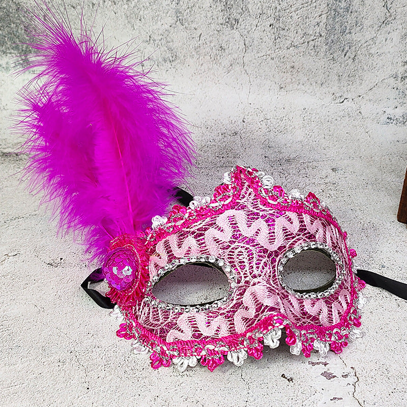 Feather Side Hat Ball Eye Mask