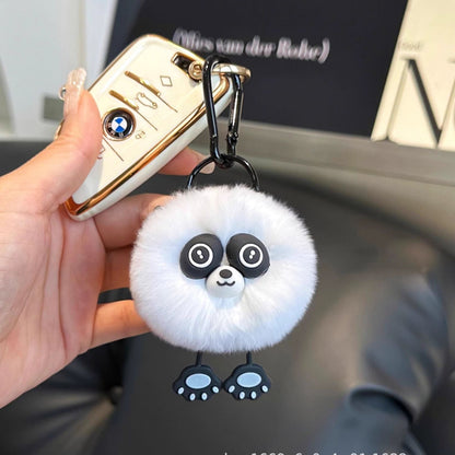 Cute Pom Pom Panda Keychain Fuzzy Toy Charm