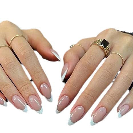 White Almond French Minimalist Desire Fall Nails - Removable Nail Tips