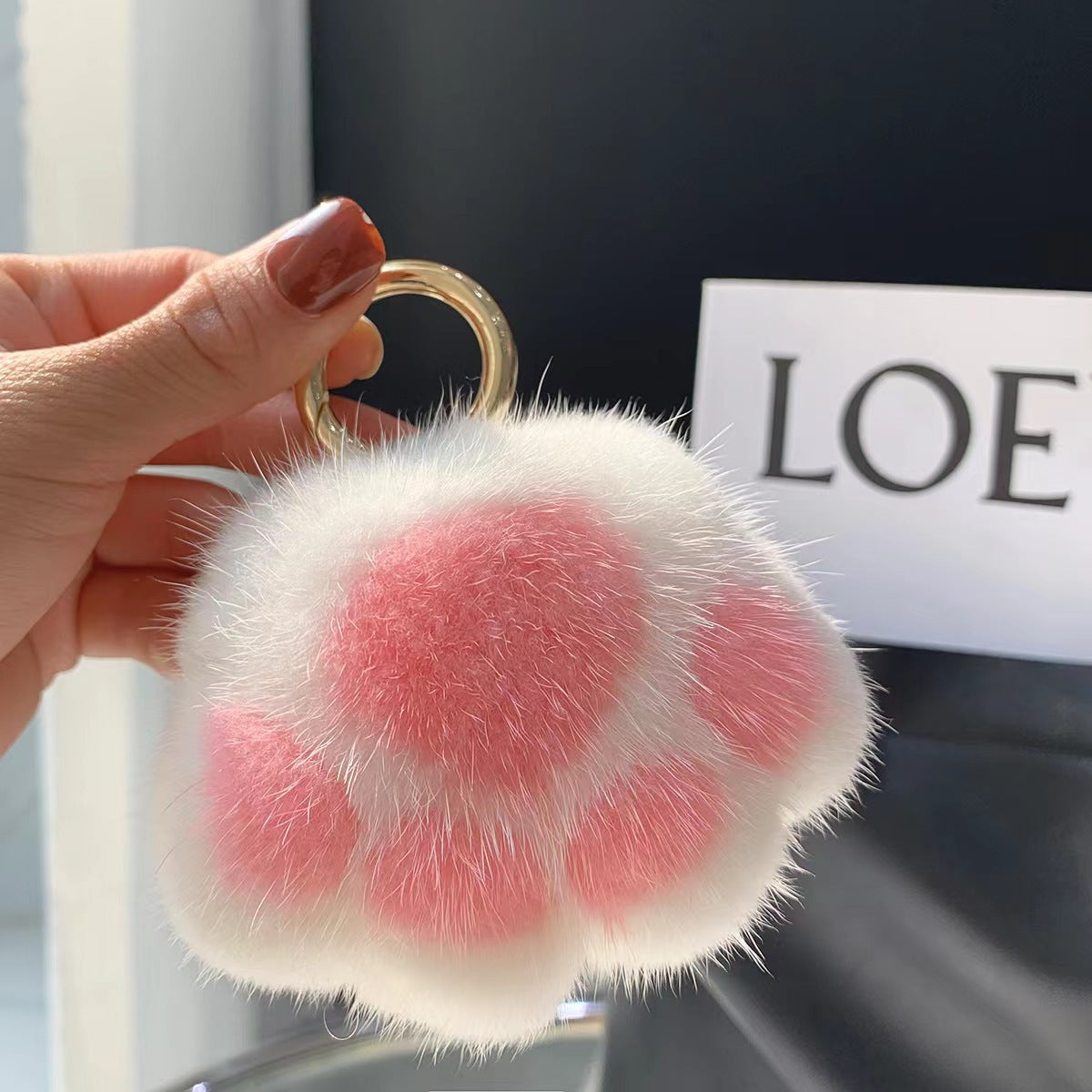 Cute Cat Paw Fluffy Charm - Keychain & Bag Accessory