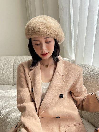 Vintage Korean Style Sable Fur Beret - Women's Winter Hat