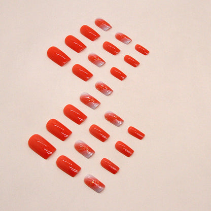 Vibrant Orange Fall Nails: 24-Piece Removable Sweet Nail Wraps