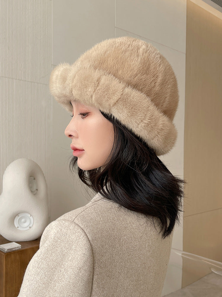 Elegant Mink Fur Beret - Warm Winter Accessory