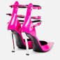 New Metal Patent Leather Low-Cut Belt Buckle Sandals