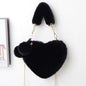 Fashionable Heart-Shaped Fuzzy Handbag - Tote Crossbody