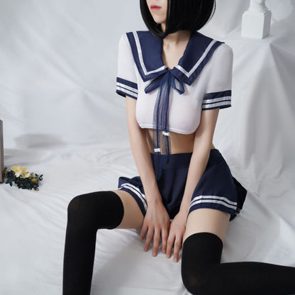 Free Shipping for Sexy Student Uniform Pleated Skirt Sailor Suit Set