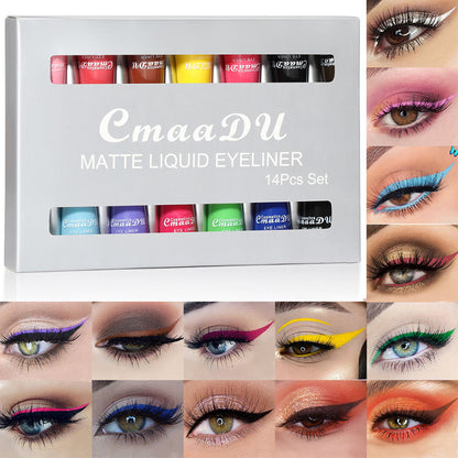 14-Color Liquid Eyeliner Pen Set-Homeunderwear