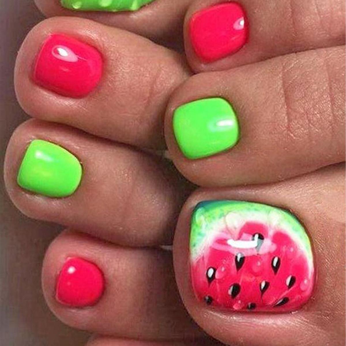 Summer Watermelon Toe Nail Tips