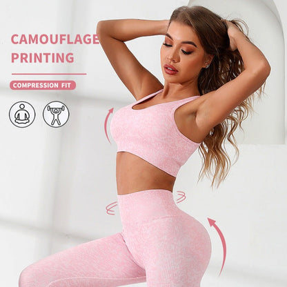 Free Shipping For Camo Print Sports Backless Bra Set