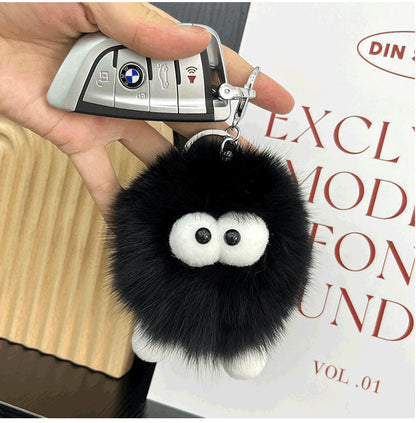 Cute Real Rabbit Fur Monster Keychain - Phone Charm