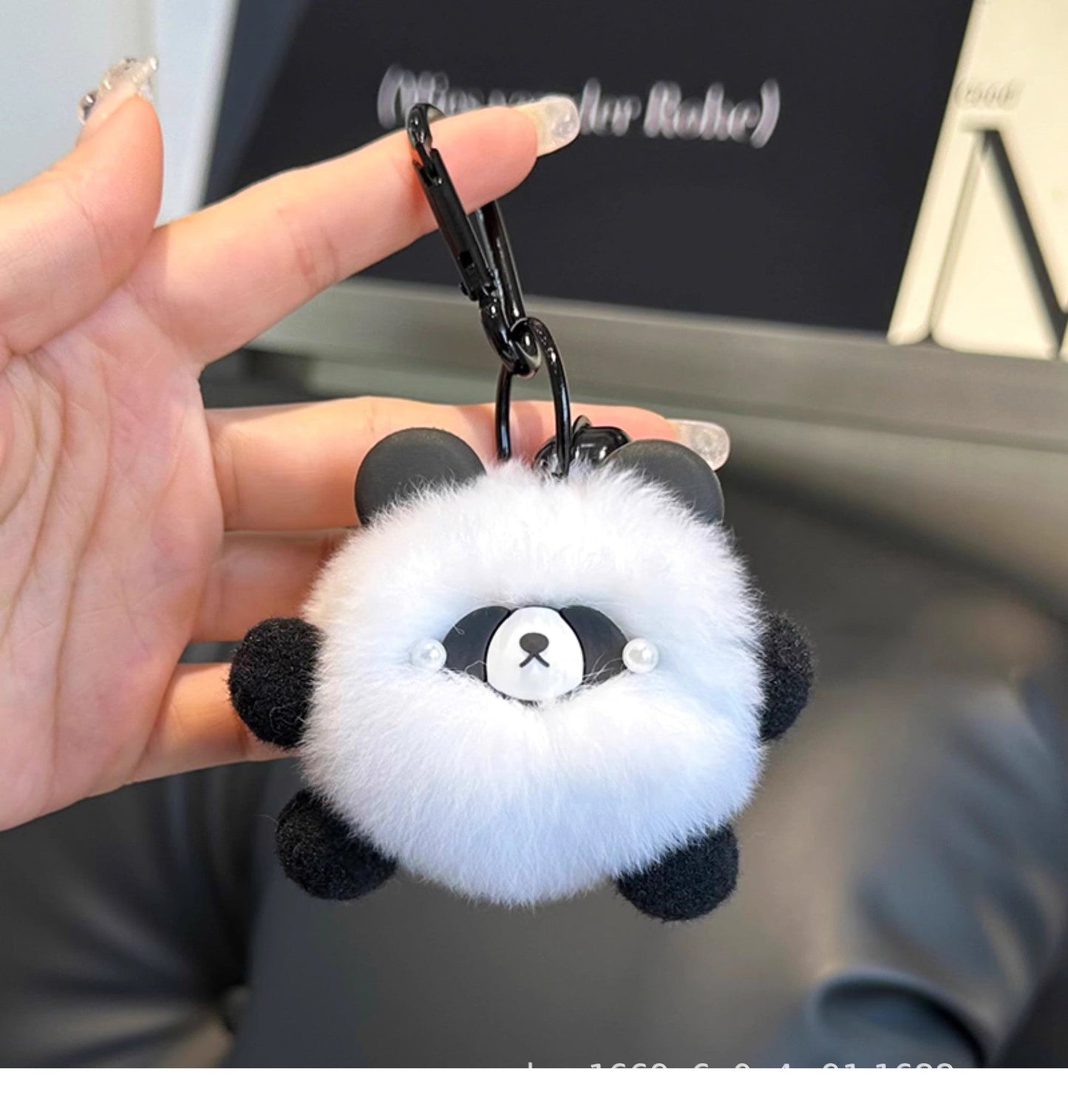 Cute Pom Pom Panda Keychain Fuzzy Toy Charm