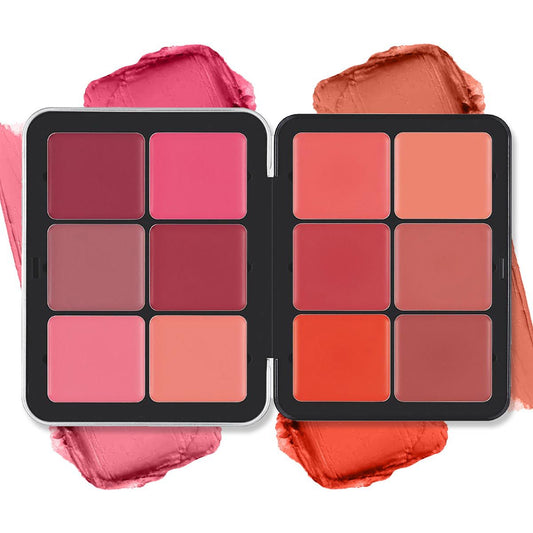 12-Color Iron Box Blush Palette - Matte & Shimmer Long-Lasting