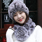 Winter Real Rabbit Fur Hat & Scarf Set - Warm & Stylish