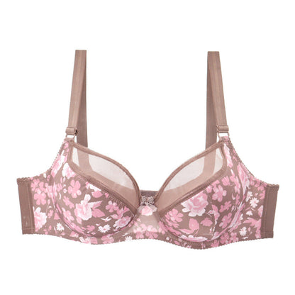 Plus Size Sexy Lace Print Bra