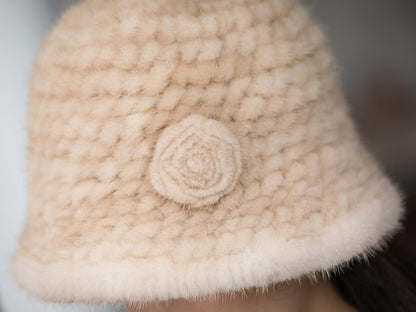 Winter Mink Fur Bucket Hat - Warm & Stylish