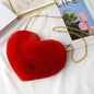 Fashionable Faux Fur Heart-Shaped Chain Crossbody Bag