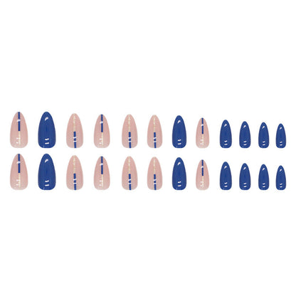 24-Piece Solid Color Cool Glitter Nails - Ready-Made, Trendy Design