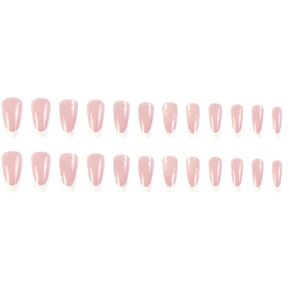 Detachable French White Edge Nail Tips with Pearls