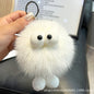 Cute Real Rabbit Fur Coal Ball Keychain Plush Toy