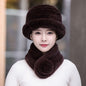 Winter Real Rabbit Fur Knit Hat & Scarf Set