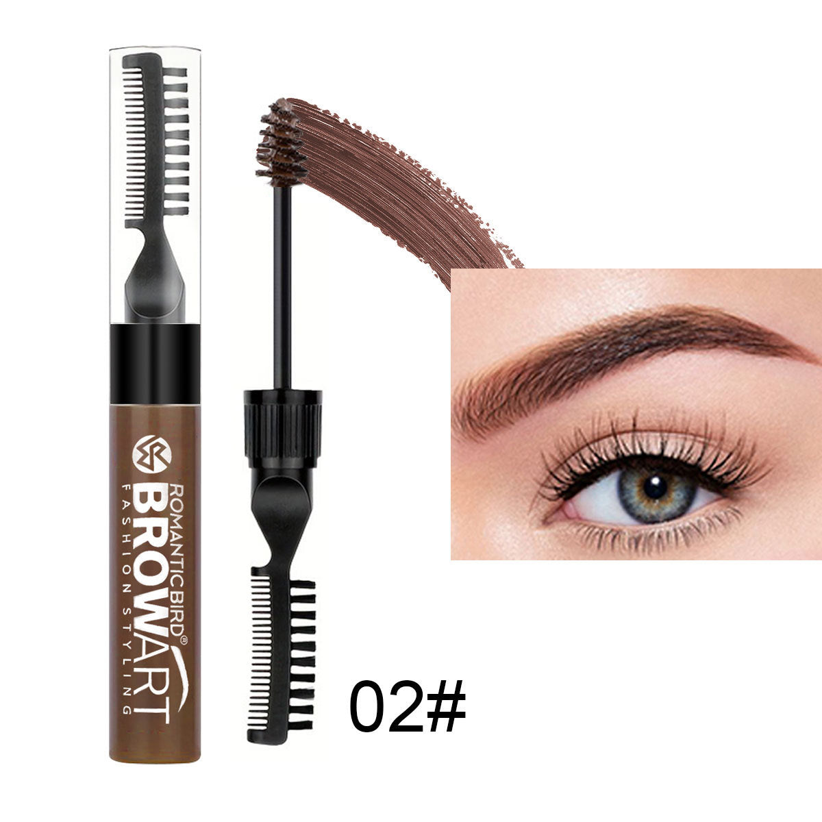 Natural-Look Double-Head Brow Gel with Comb - Waterproof