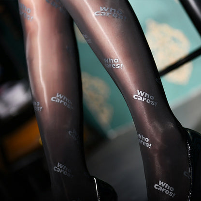 Free Shipping For Glossy Letters Crotchless Pantyhose