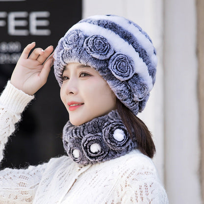 Stylish Real Rabbit Fur Ear Flap Hat - Warm Winter Accessory