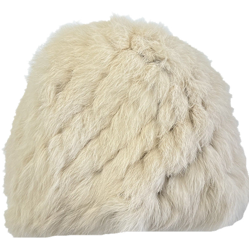 Warm Snow Rabbit Fur Ear Flap Hat & Scarf Set