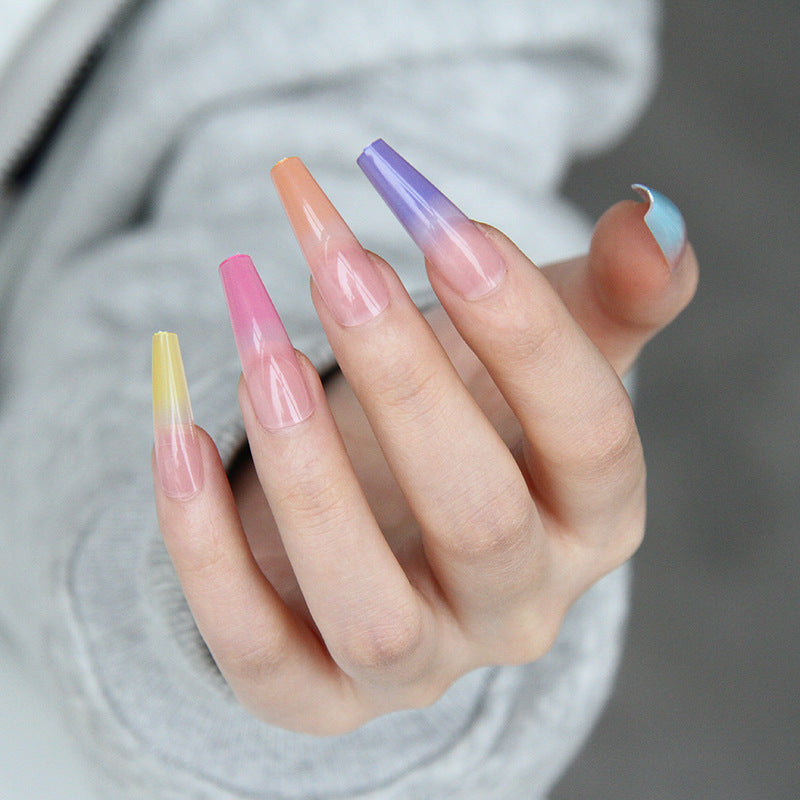 24-Piece Rainbow Ballet Nail Tips for Glamour