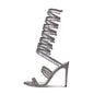 Gemstone-Adorned Wrap Around Ankle Strap Stiletto Sandals-Homeunderwear