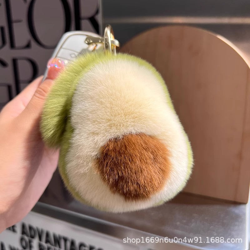 Cute Avocado Otter Fur Keychain Plush Toy Bag Charm