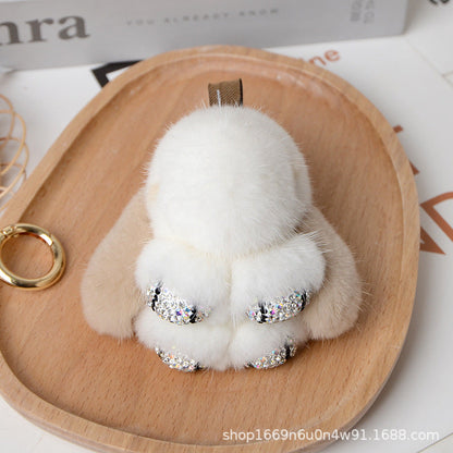 Cute Real Mink Bunny Keychain Plush Bag Charm