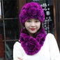 Winter Real Rabbit Fur Hat & Scarf Set - Warm & Stylish