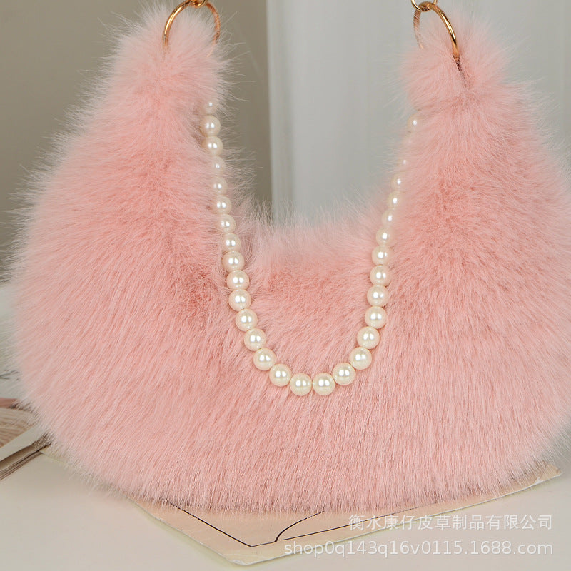 Cute Faux Fur Crossbody Bag - Winter Fashion Tote