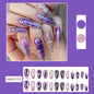 Purple Flower Silver Gradient Nail Tips