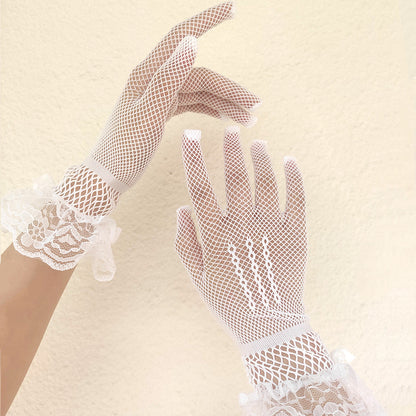 Lace Fishnet Stretch Gloves