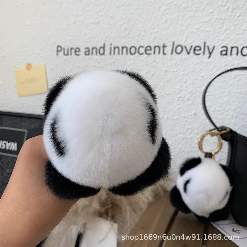 Cute Fuzzy Panda Keychain - 12cm Plush Toy