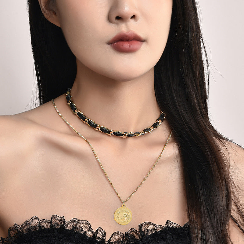 Double Layered Beauty Head Coin Choker