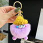 Cute Coal Ball Real Rabbit Fur Charm Keychain Accessory