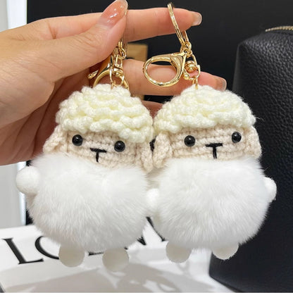 Cute Real Rabbit Fur Lamb Keychain - Backpack Accessory