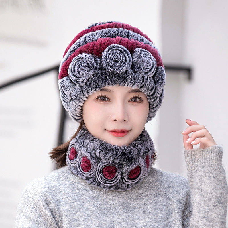 Stylish Real Rabbit Fur Ear Flap Hat - Warm Winter Accessory