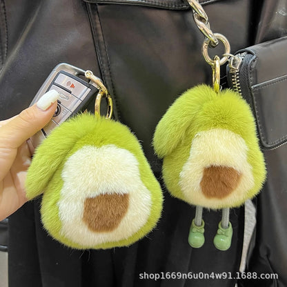 Cute Avocado Keychain - Faux Fur Car Accessory