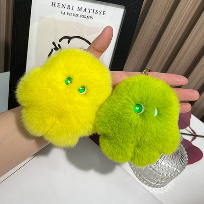 Cute Real Rabbit Fur Monster Keychain - Phone & Bag Charm