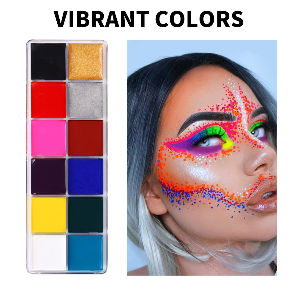 New Fashion 12-Color Water-Soluble Face Painting Palette for Festivals & Parties-Homeunderwear