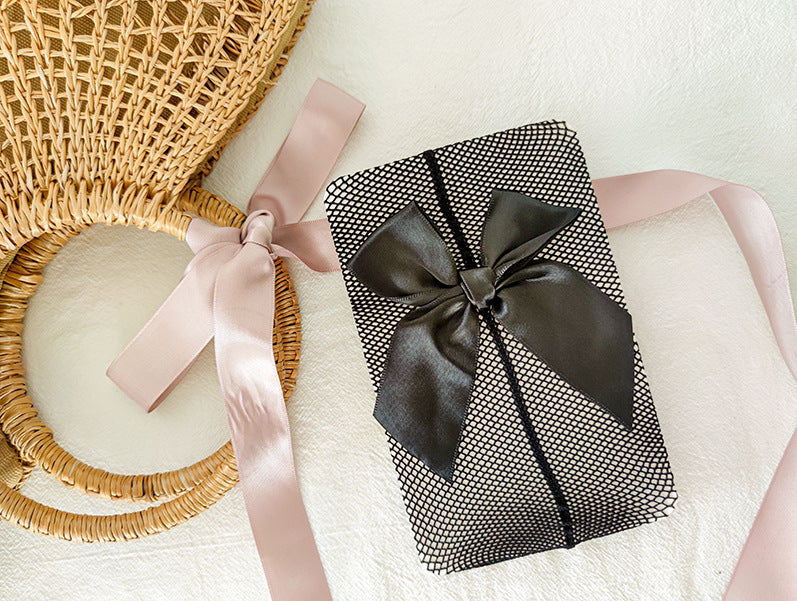 Sexy Long Bow Jk Big Grid Hollowed-out Pantyhose