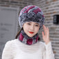 Warm Real Rabbit Fur Ear Flap Hat & Scarf Set