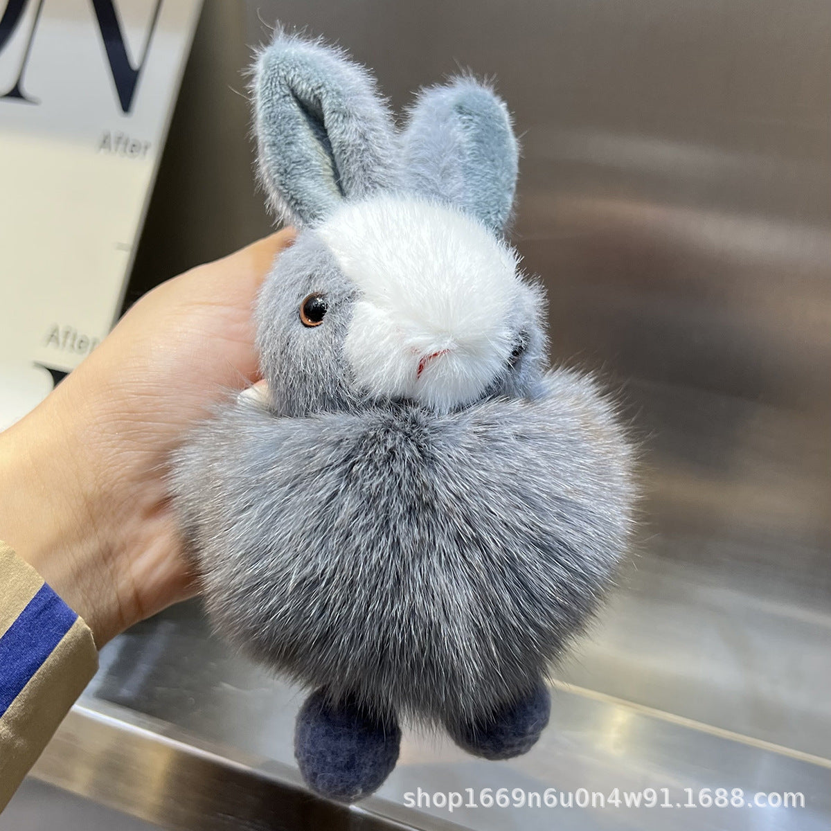 Real Otter Fur Rabbit Keychain Cute Fluffy Charm