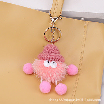 Cute Mink Fur Pom Pom Bag Charm - Stylish Accessory