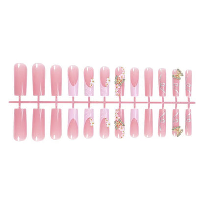 24-Piece Water Pipe Nail Tips with Butterfly Design